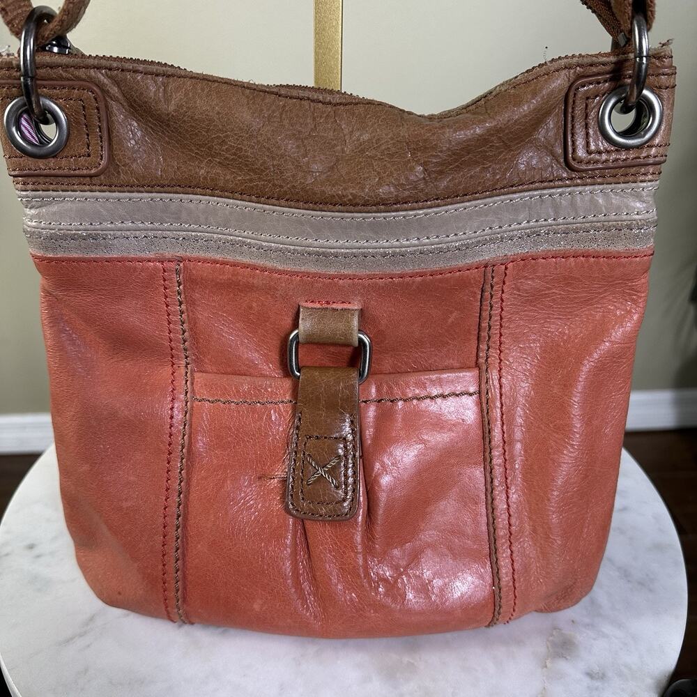 The Sak Kendra Leather Coral Silver Crossbody